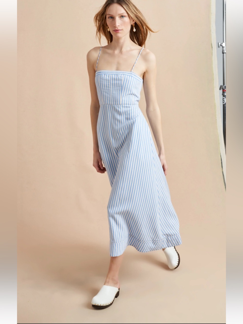 La Ligne Frannie striped tie back midi dress - Picture 4 of 9